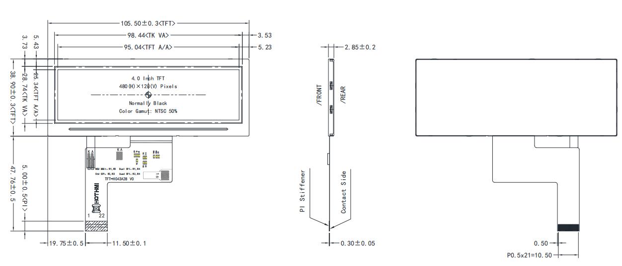 Specification of the 4.0-inch Bar Display 480x128 NV3041A Controller High Brihgtness LCD.jpg