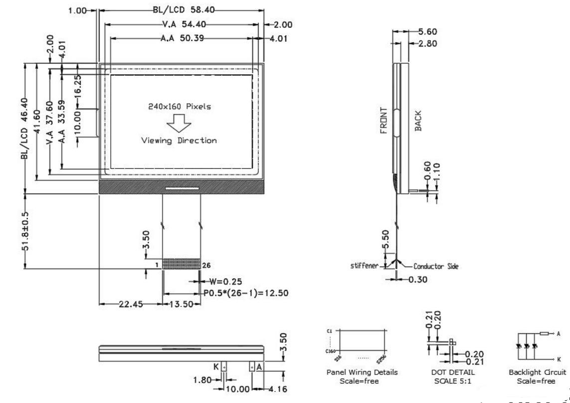 240x160 COG LCD Module Ultra-thin Embedded Display Specification Sheet.jpg 240x160 COG LCD Module Ultra-thin Embedded Display Specification Sheet.jpg