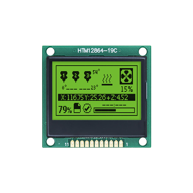 128X64 Graphic LCD Module FSTN+ Display with Yellow/GREEN Side Backlight and Negative Voltage