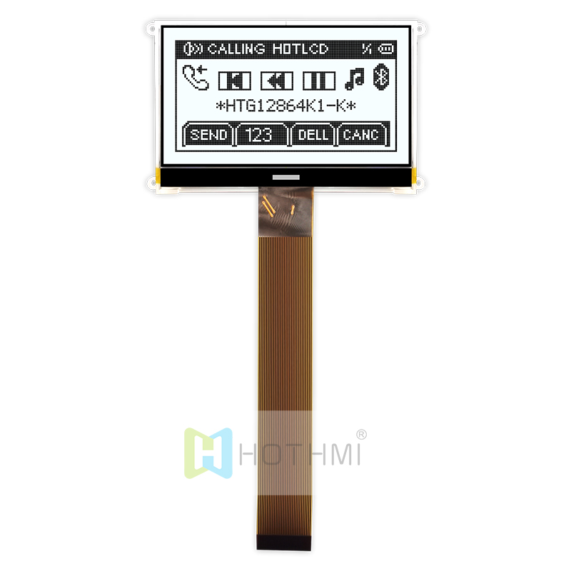 3.1inch 128X64 Graphic COG LCD | FSTN+ Display with White Side Backlight + Mounting Holes