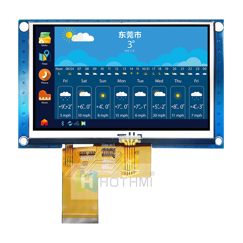 4.3-inch IPS full viewing angle 800x480px TFT LCD color LCD display, optional touch screen