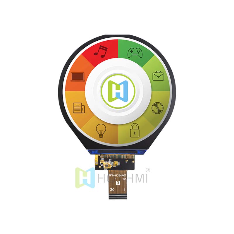 3.4inch MIPI DSI Round TFT LCD Display, 800 × 800 px, IPS