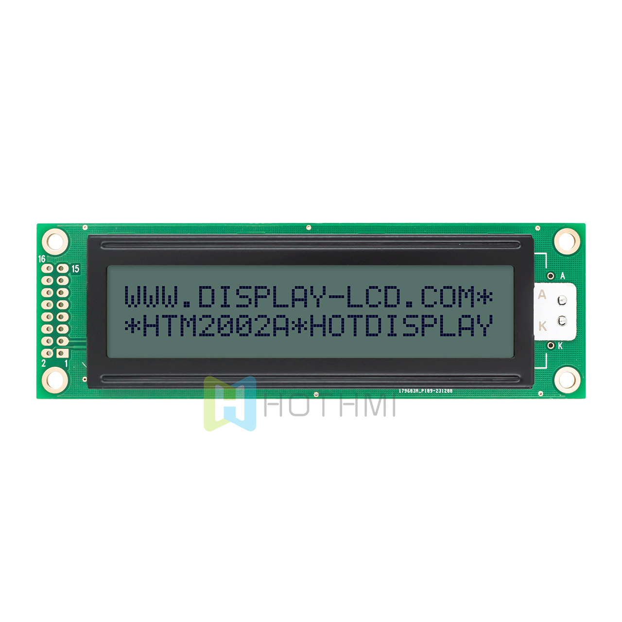 2X20 character monochrome LCD Module | STN+ gray display with yellow/green backlight | Aruino | ST7066U | 5.0