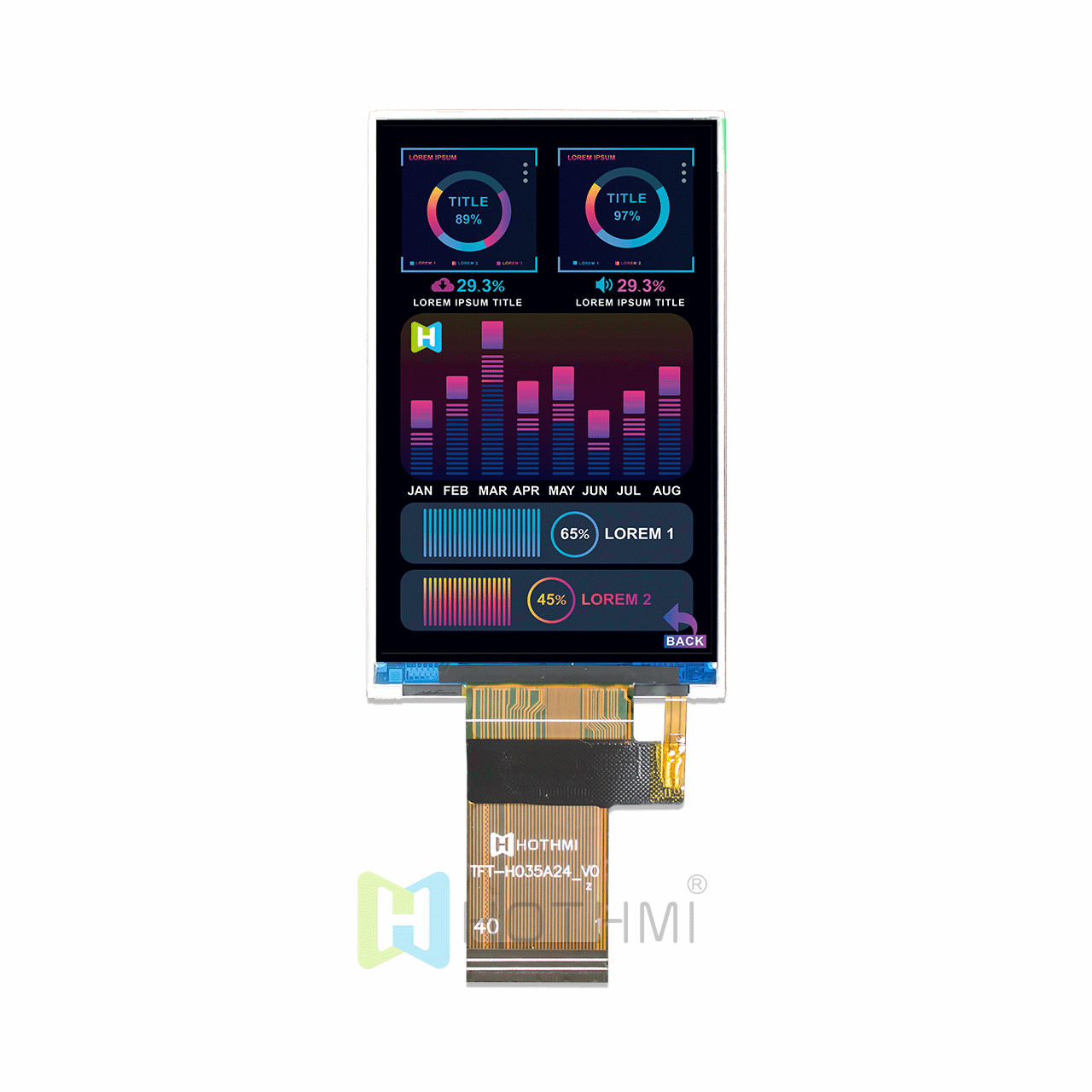 3.5-inch IPS TFT LCD module display/480x800 dot matrix high resolution/ST7701S/color screen module/RGB+SPI/readable under sunlight