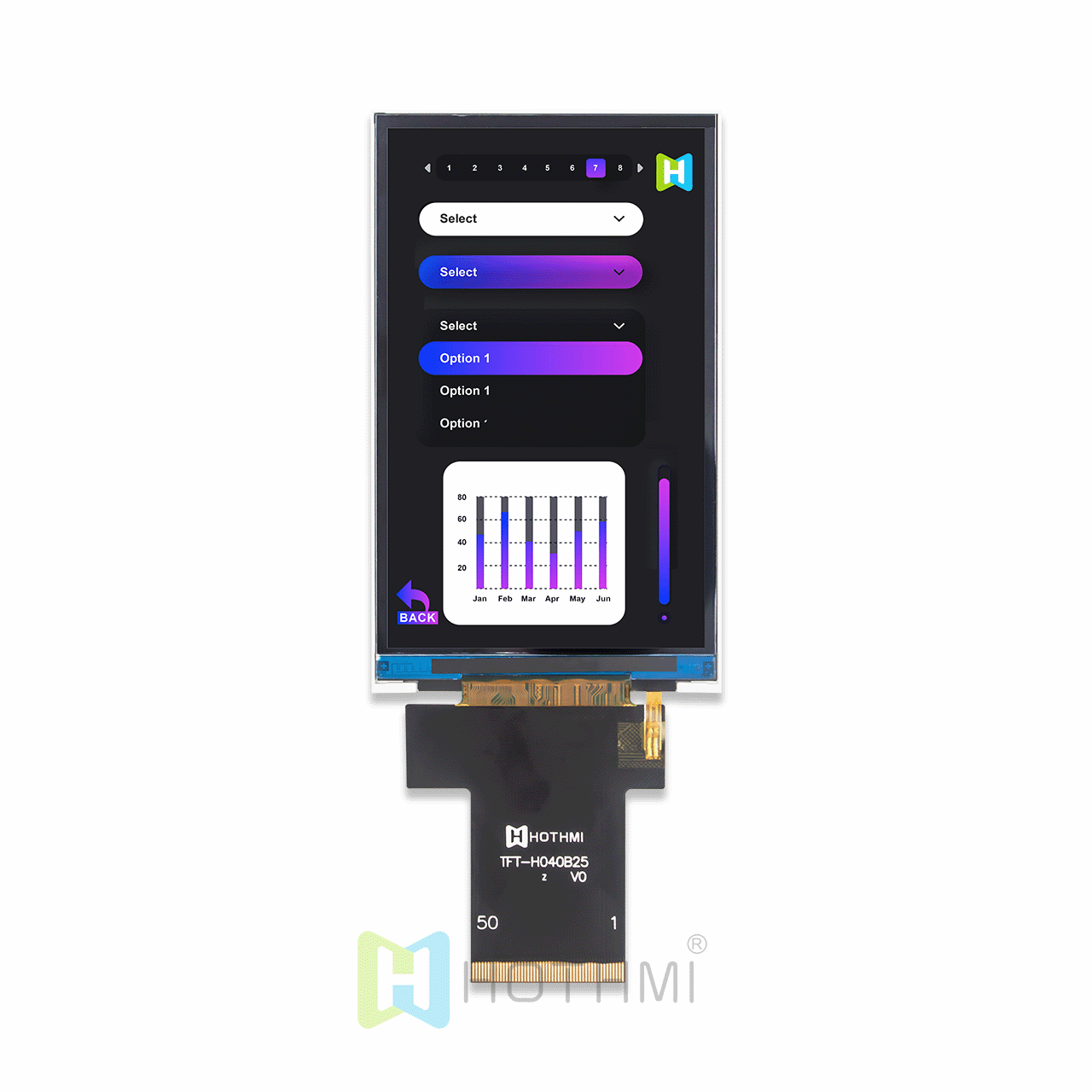 4-inch TFT LCD display module/IPS full viewing angle/HD 480x800 dot matrix/ILI9806/readable under sunlight