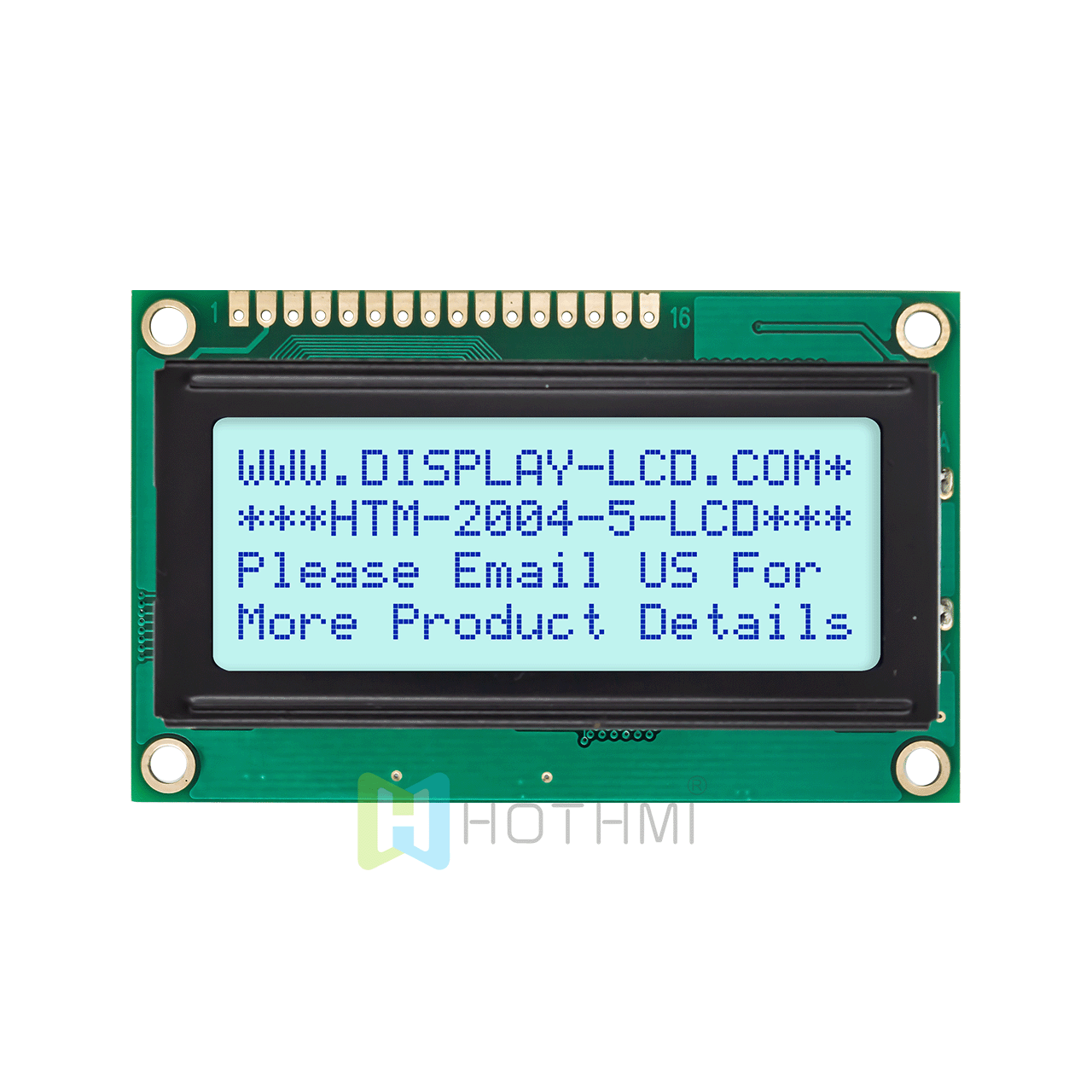 5.0v/4X20 monochrome character LCD module/STN positive display/white backlight/Arduino/transflective LCD display/grey background with blue characters