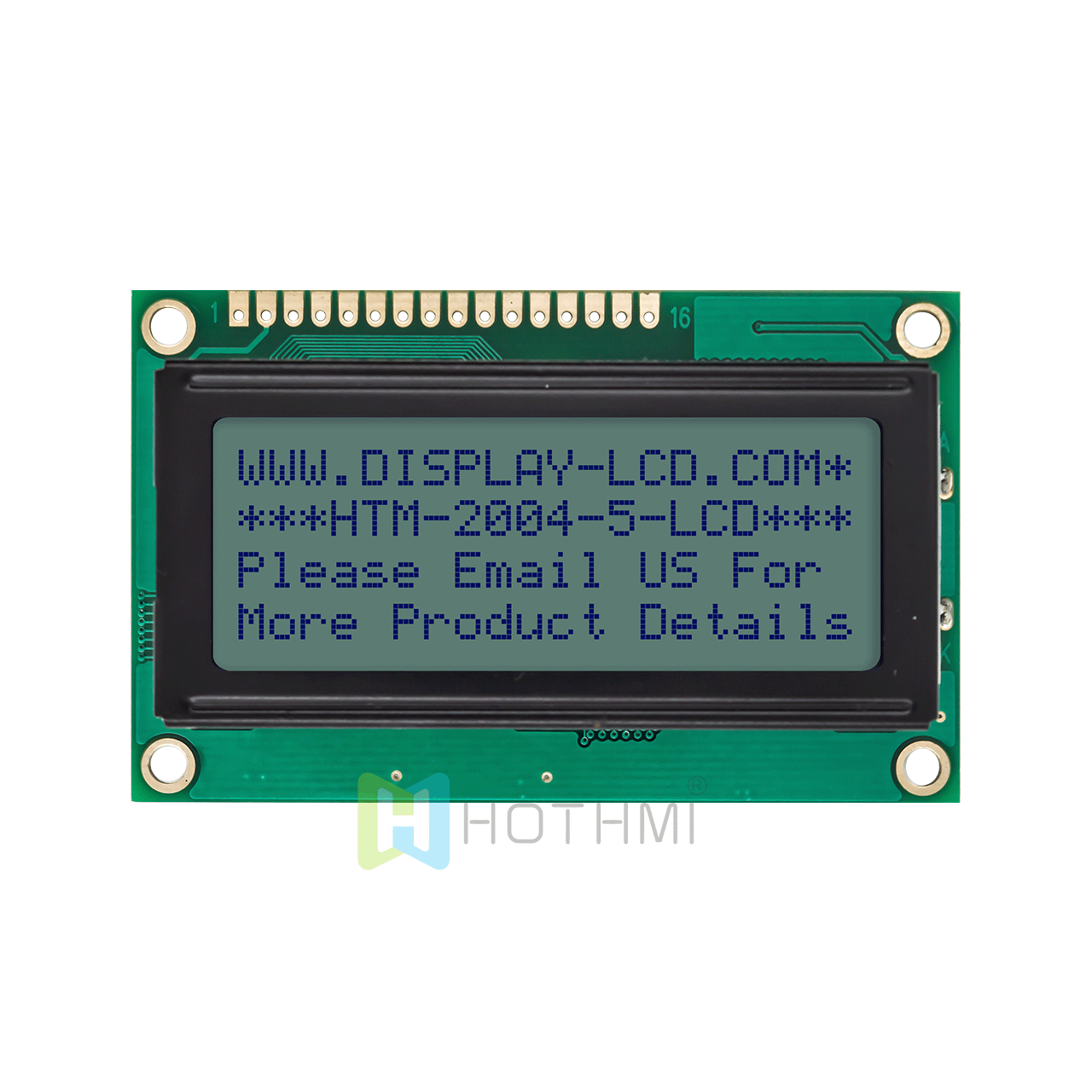 5.0v/4X20 monochrome character LCD module/STN positive display/white backlight/Arduino/transflective LCD display/grey background with blue characters
