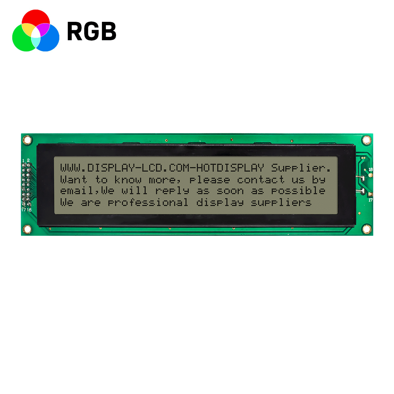 3.3v/5.0v | 4X40 character monochrome LCD | FSTN (+) | RGB backlight | Arduino display | ST7066U controller