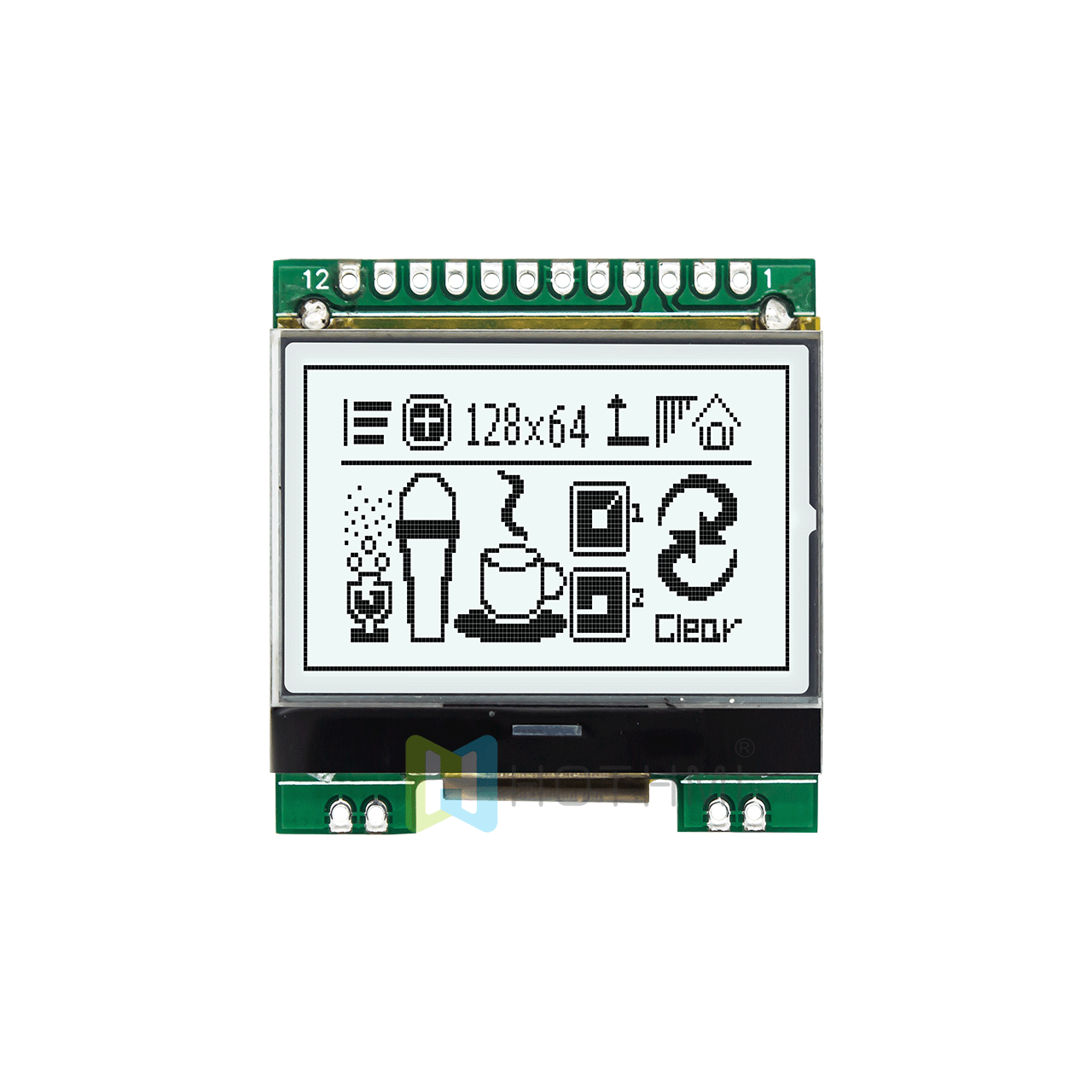 1.7"128X64 Graphic LCD Module | FSTN + White Edge Backlight Parallel Display Ultra Low Temperature -40°