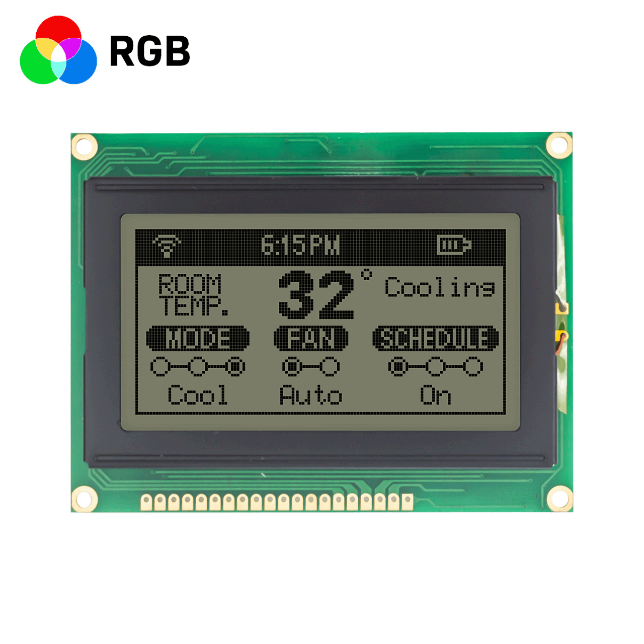 3.2"Low price 128x64 RGB red, green and blue mode/graphic COB LCD module/supports 5V/FSTN positive display at the same time/KS0107+KS0108 or compatible