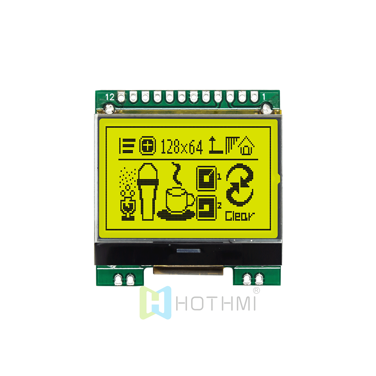 Graphic LCD12864/128x64 yellow-green backlight graphics module/graphic COB module/1.7-inch graphic LCD display/ST7567 controller/SPI