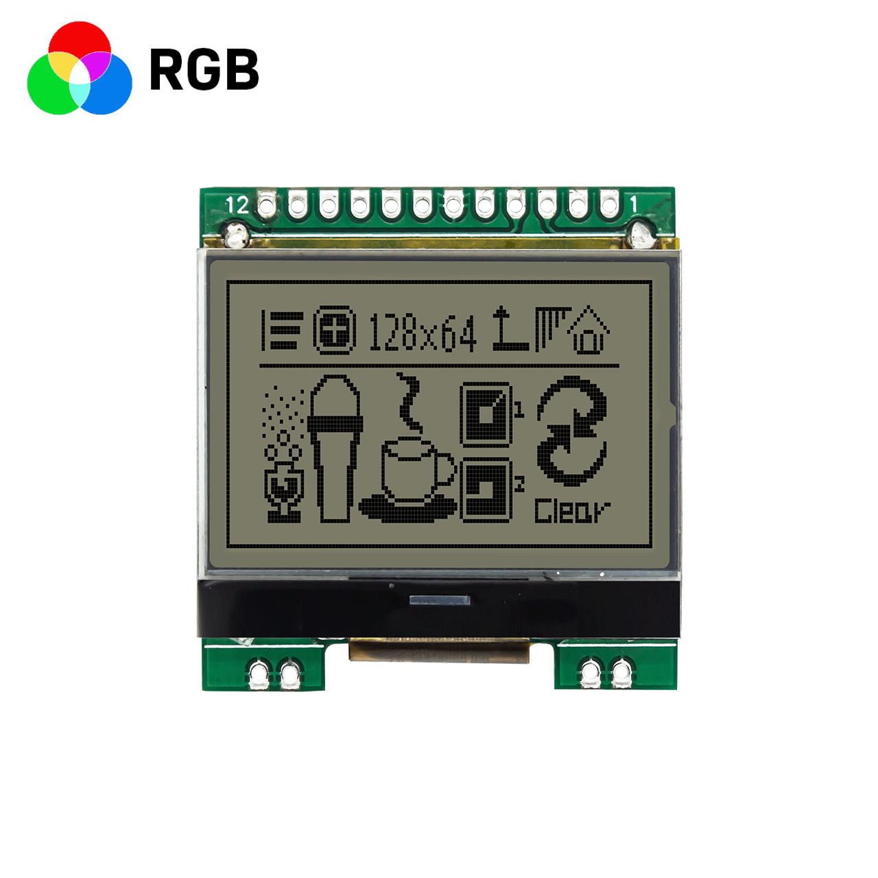 1.7-inch graphic dot matrix module/128x64 resolution/RGB red, green and blue backlight/ST7567 control chip/SPI