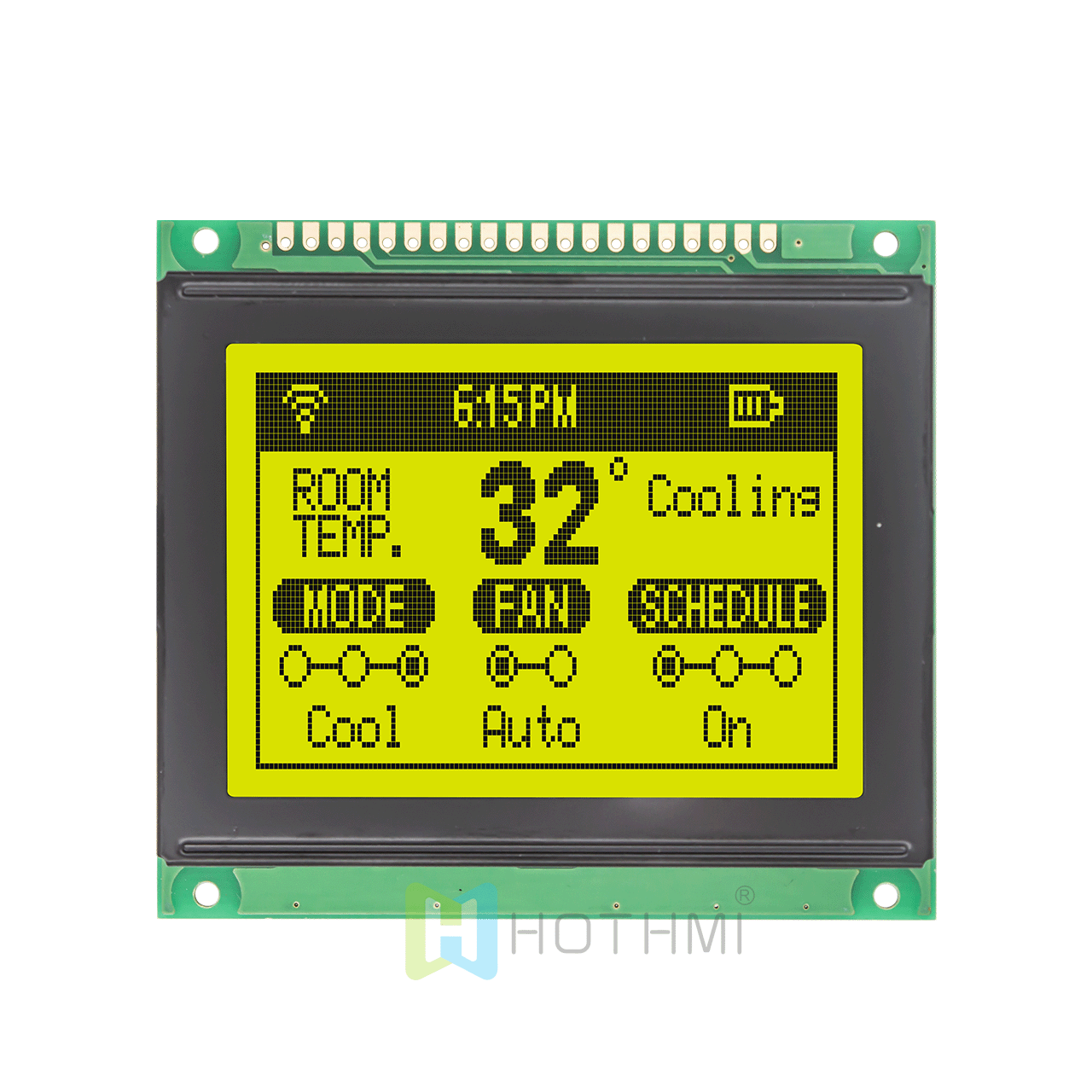 3" graphic LCD module | Yellow-green backlight | Arduino graphic LCD display | 128x64 KS0108 controller module | STN positive display