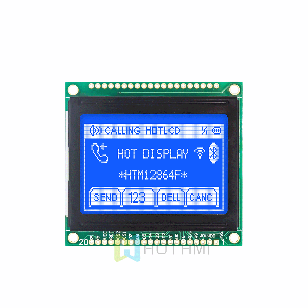 2-inch LCD12864 LCD screen/LCM128x64 graphic dot matrix module/white text on blue background/multiple language fonts/STN negative display