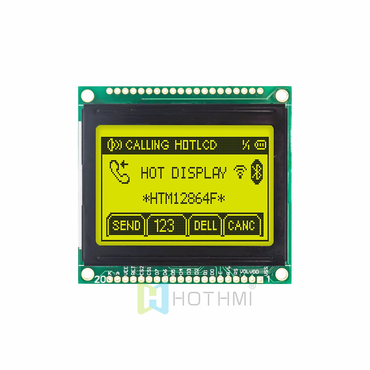 2-inch LCD graphic display module | 128x64 dot matrix graphic LCD module | 12864 graphic LCD module | STN gray film yellow-green backlight | adruino