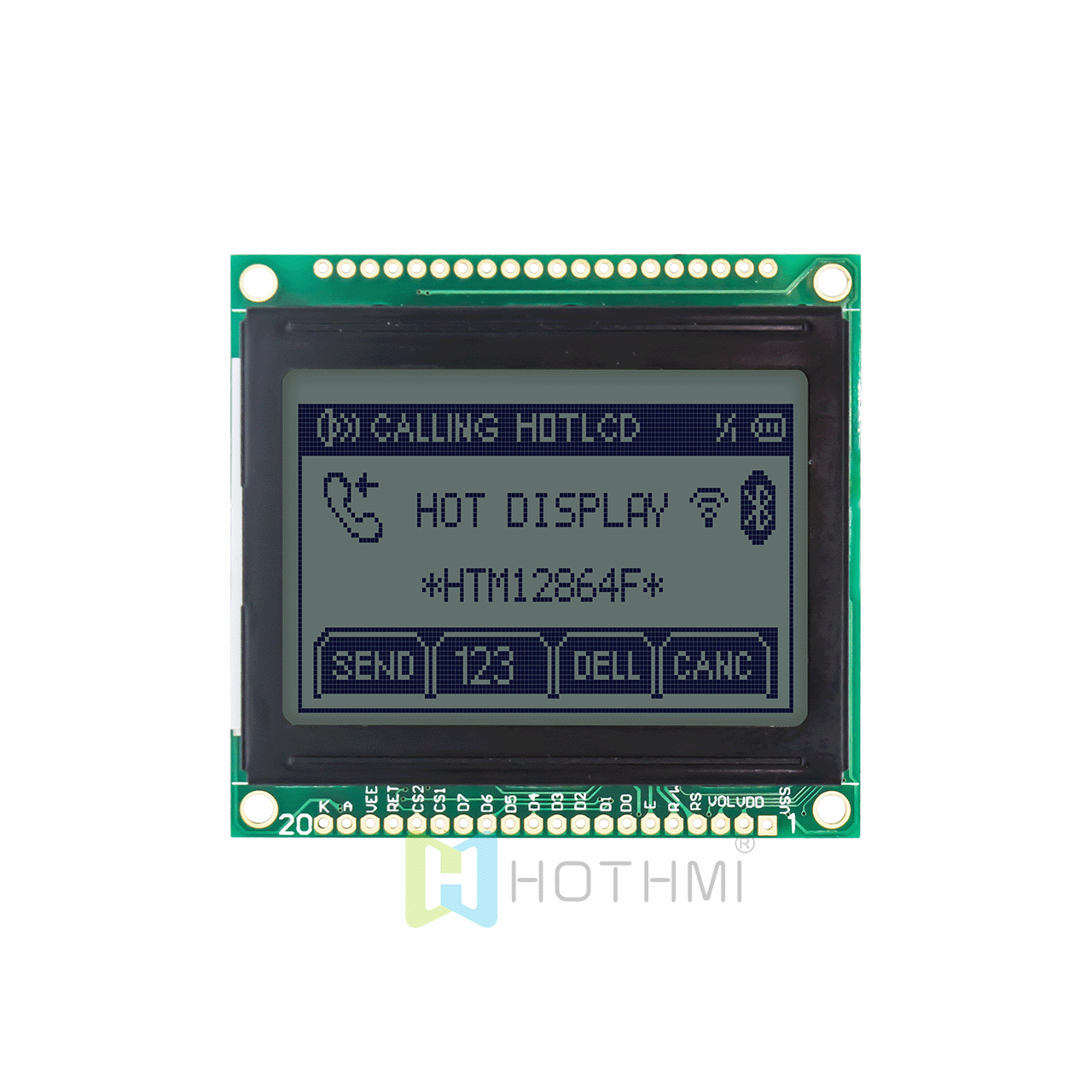 2-inch LCD graphic display module | 128x64 dot matrix graphic LCD module | 12864 graphic LCD module | STN gray film yellow-green backlight | adruino