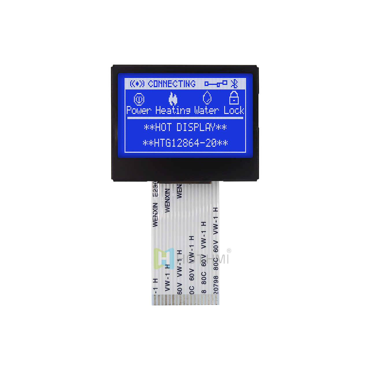 1.7-inch graphic dot matrix module/128x64 resolution/white text on blue background/ST7565R control chip/MCU