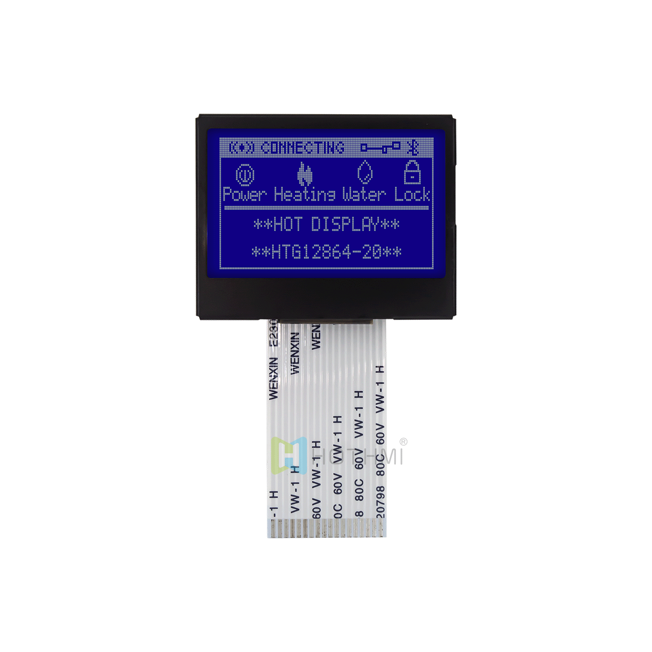 1.7-inch graphic dot matrix module/128x64 resolution/white text on blue background/ST7565R control chip/MCU