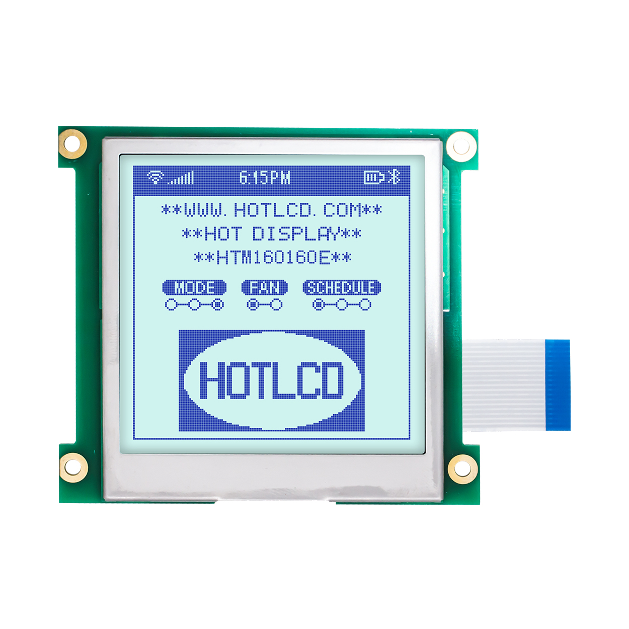 Graphic LCD Module | STN+ | 8.9" 160X160 Gray Background with Blue Text | UC1698 | MCU | Arduino | 3.3V