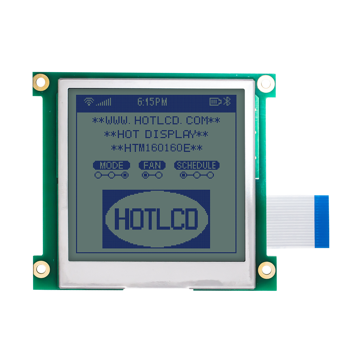 Graphic LCD Module | STN+ | 8.9" 160X160 Gray Background with Blue Text | UC1698 | MCU | Arduino | 3.3V