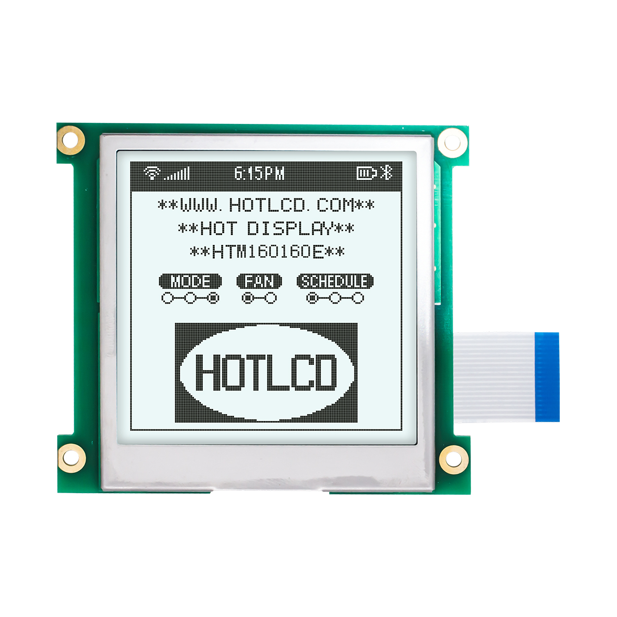 Graphic LCD Module | FSTN+ | 8.9" 160X160 Gray Text on White Background | UC1698 | MCU | Arduino | 3.3V