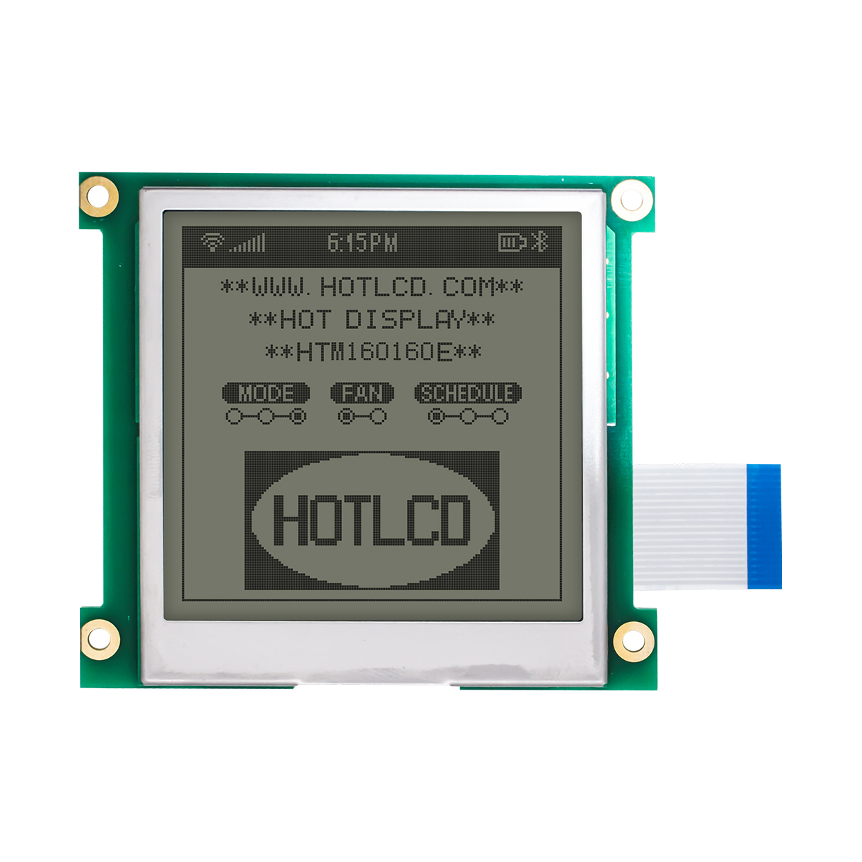 Graphic LCD Module | FSTN+ | 8.9" 160X160 Gray Text on White Background | UC1698 | MCU | Arduino | 3.3V