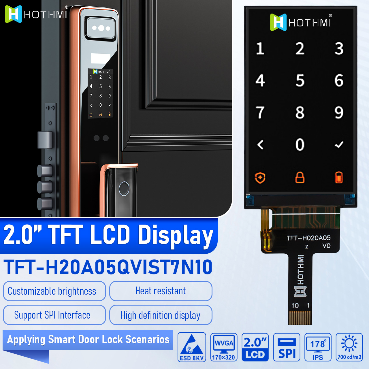2.0 Inch TFT LCD Display 170x320 Resolution SPI Interface