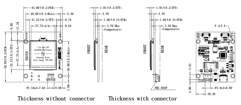1.54-inch TFT LCD Display Module HMIUART Interface