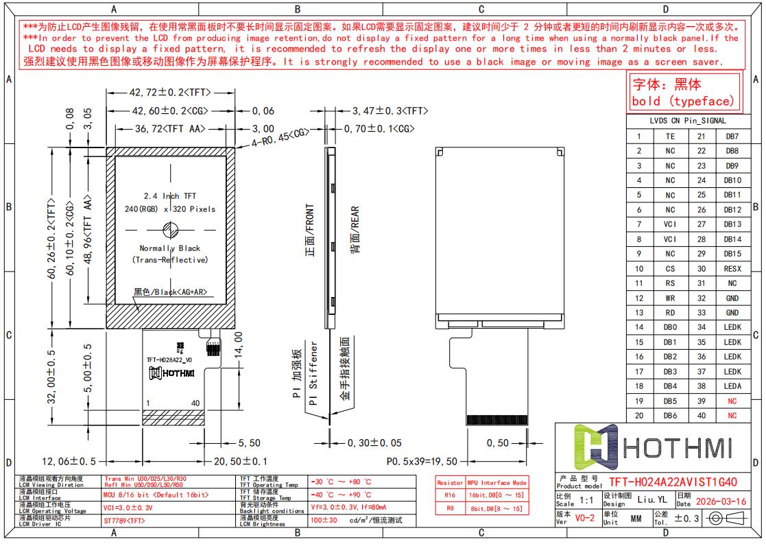 2.4-inch Anti-Glare  Display For Outdoor Anti-Reflective Display 