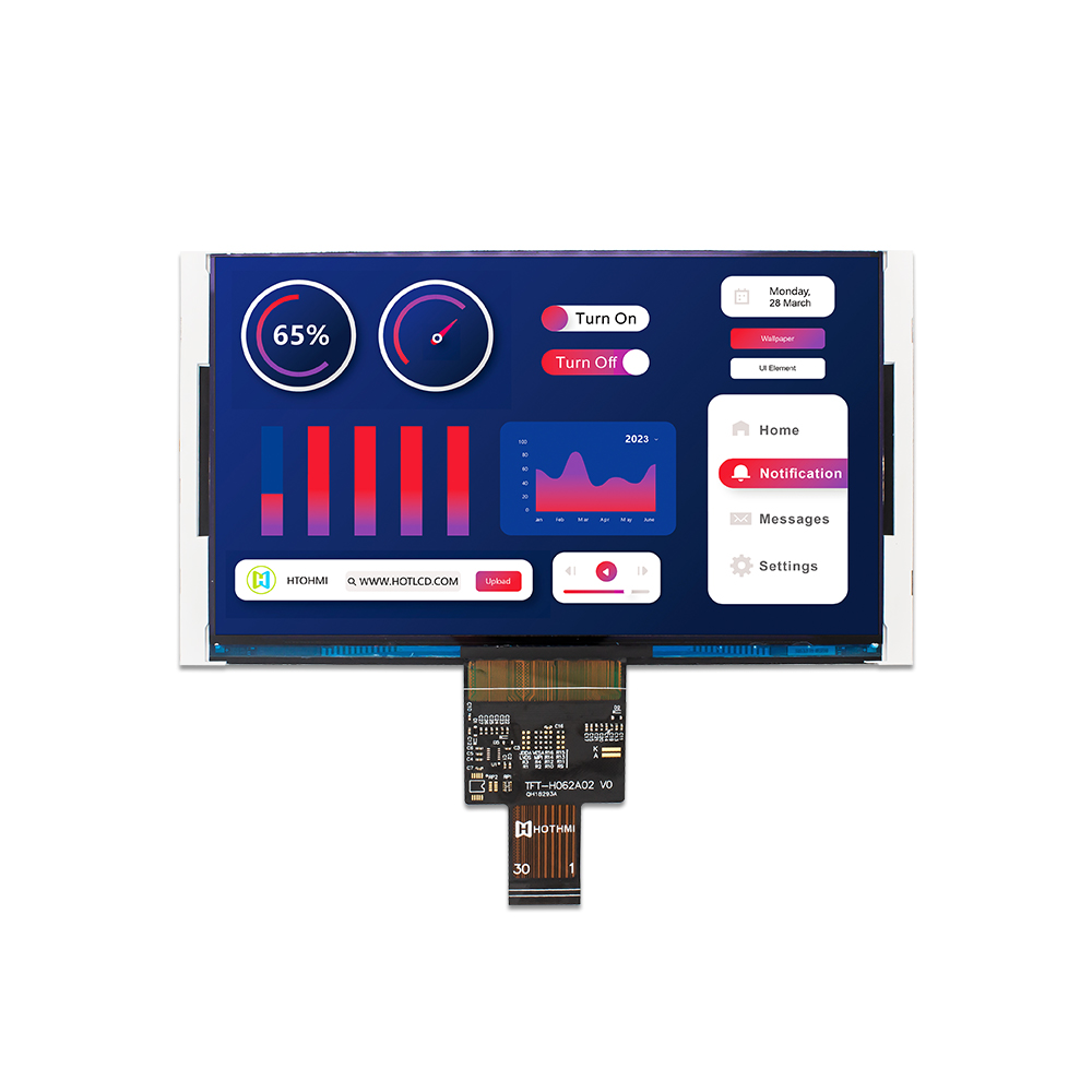 6.2-inch Wide Temperature TFT LCD 1024x600 Resolution Display With High Brightness JD9168