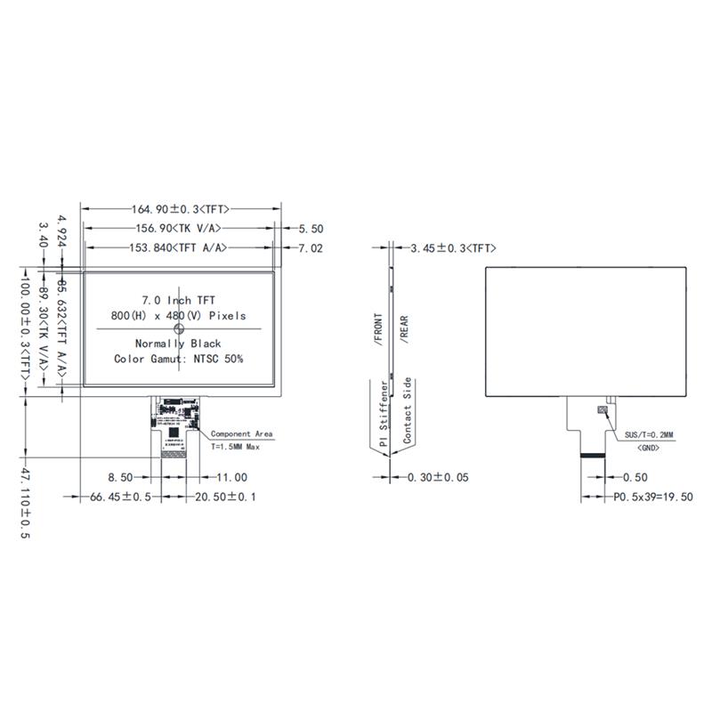 7-inch Ultra Wide Temperature TFT LCD 800x480 Display GH7006 