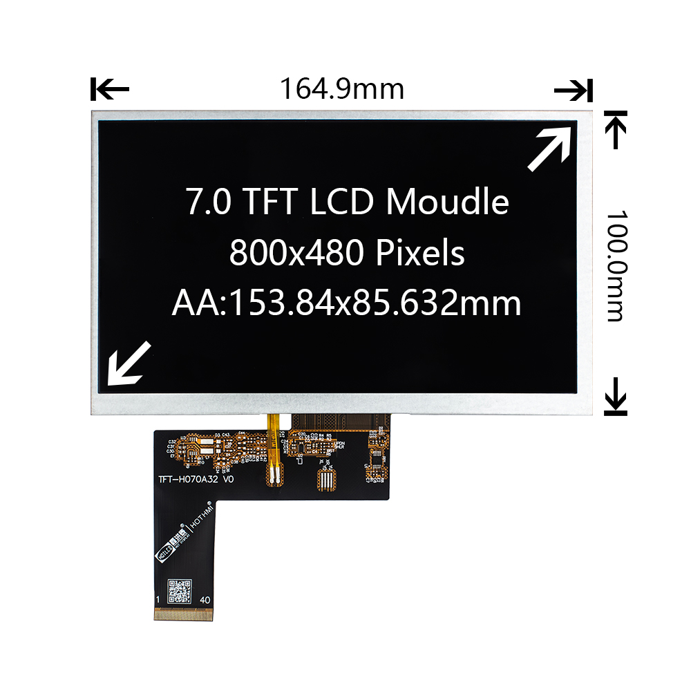7 Inch IPS Viewing Angle TFT Display with RGB Interface 800x480 Resolution