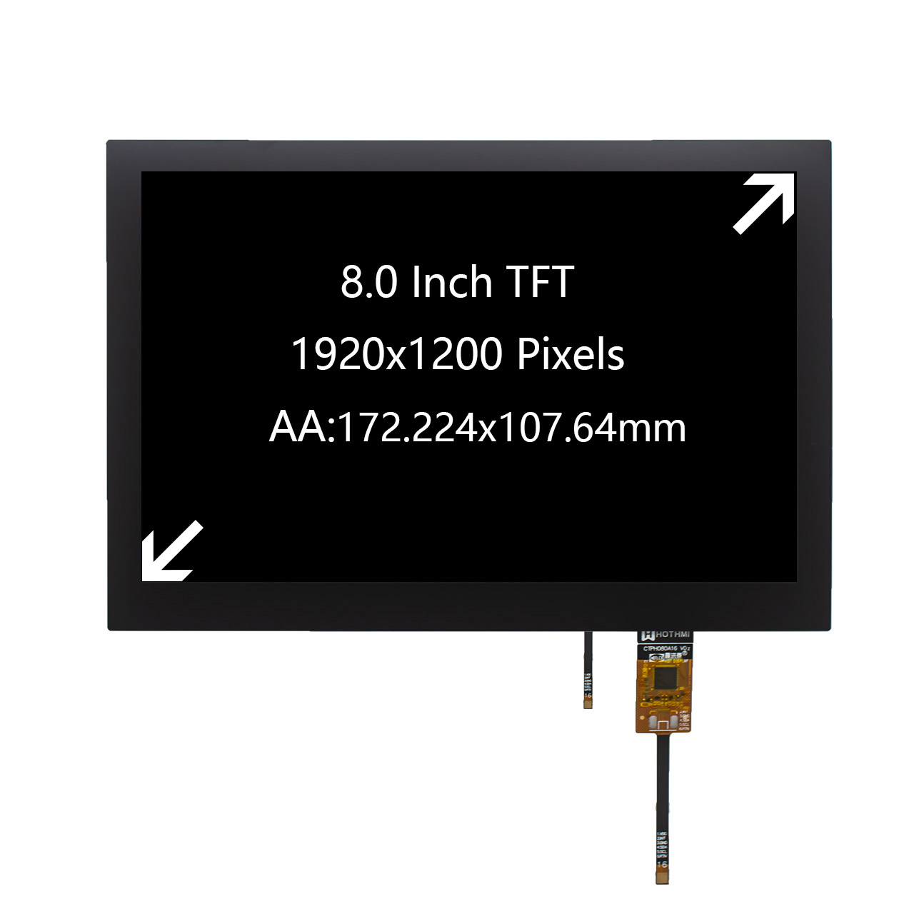 8 inch High Brightness TFT display capacitive touch panel 1920x1200 MIPI DSI