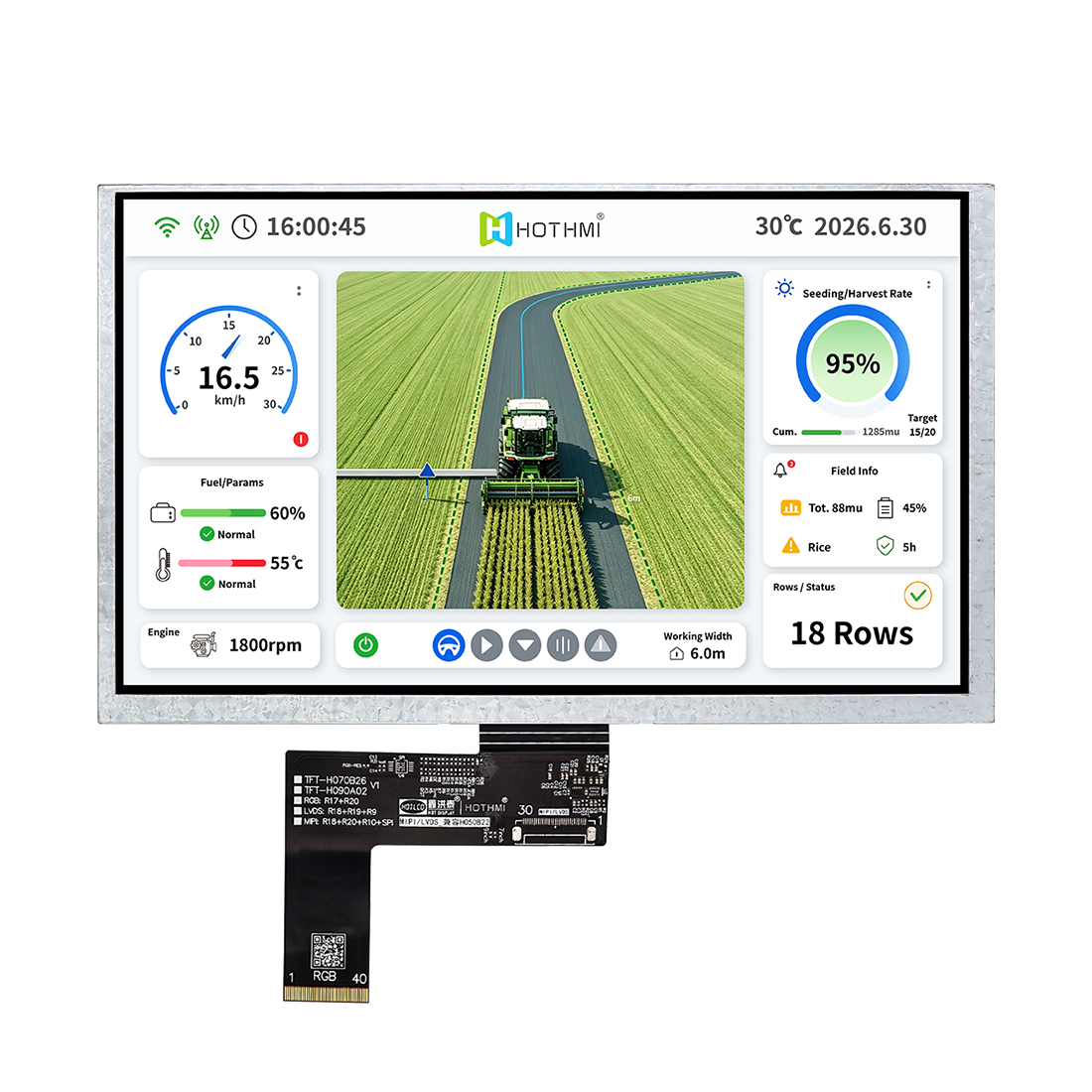 9-inch TFT LCD Display With 1024x600 Resolution