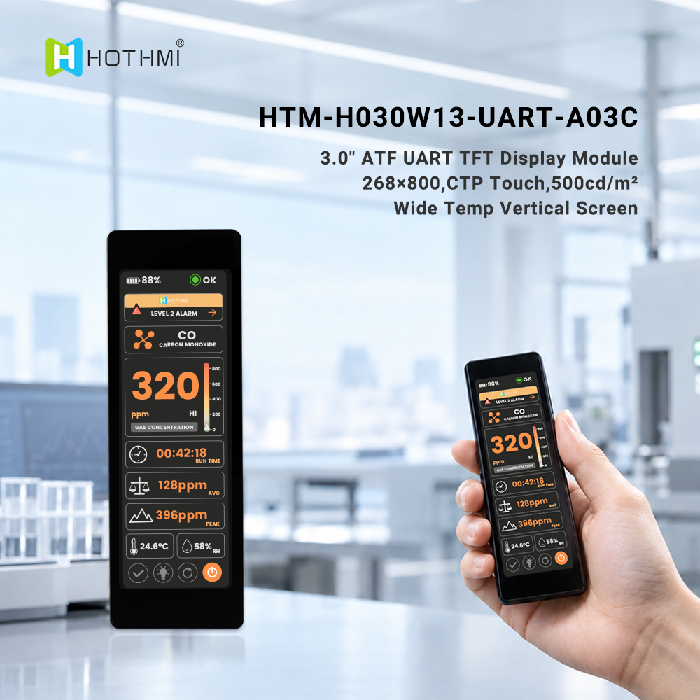 3.0-inch TFT LCD Smart Serial Display 268x800 Resolution with Capacitive Touchscreen
