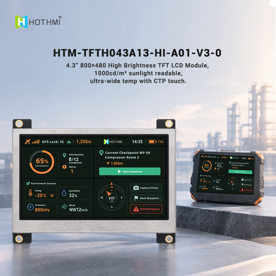 4.3-inch High Brightness TFT LCD Module With 800x480 Resolution