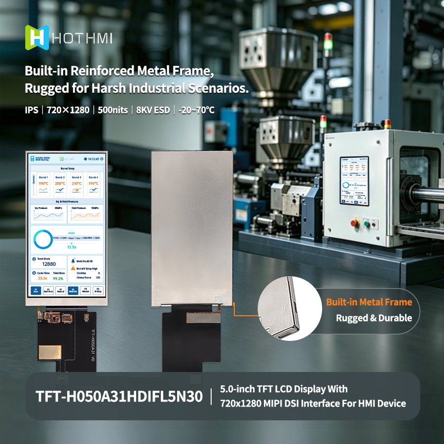 5.0-inch TFT LCD Display With 720x1280 MIPI DSI Interface For HMI Device