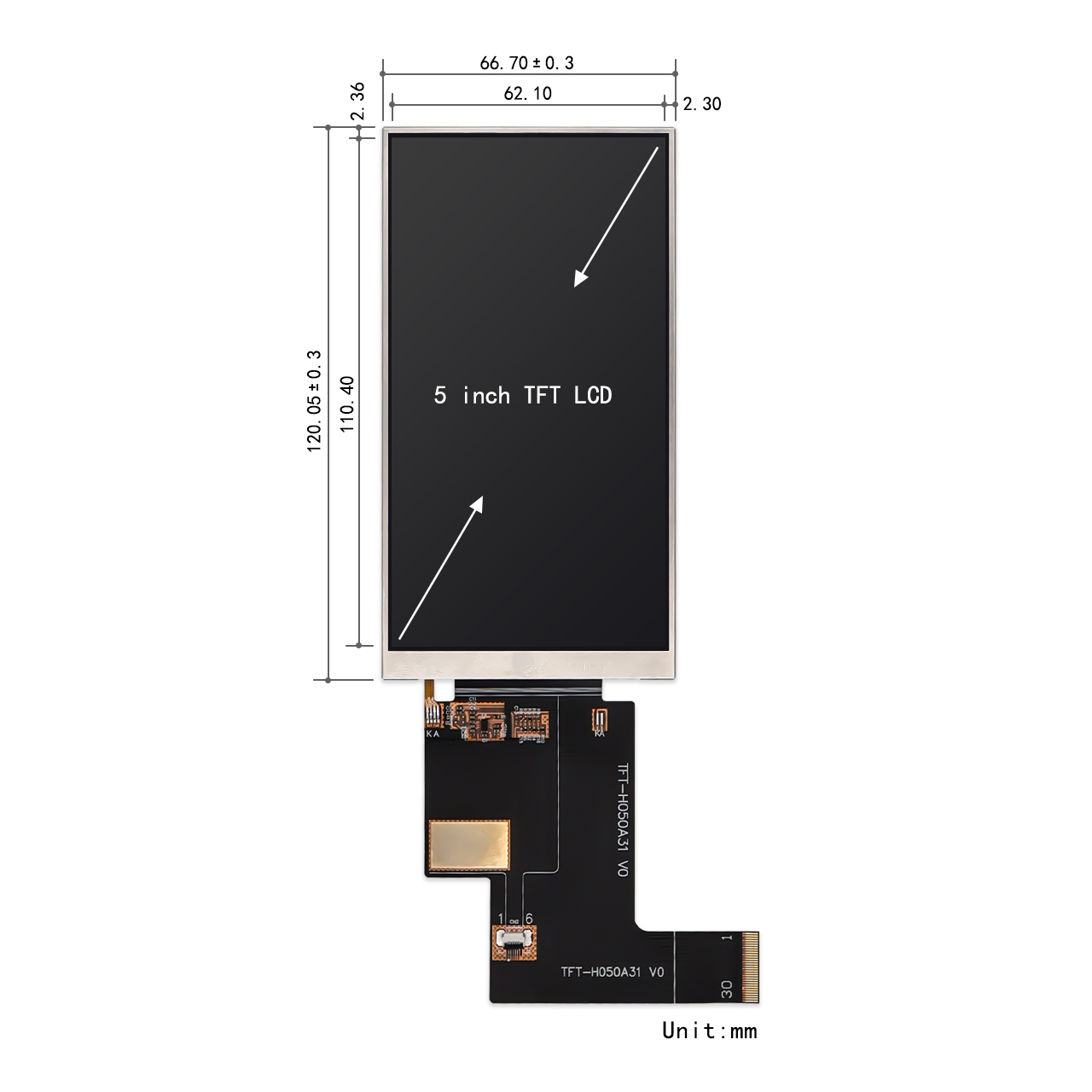 5.0-inch TFT LCD Display With 720x1280 MIPI DSI Interface For HMI Device
