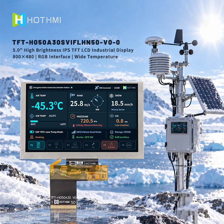 5.0-inch Ultra-high brightness Display 800x480 TFT LCD For Outdoor Instrument
