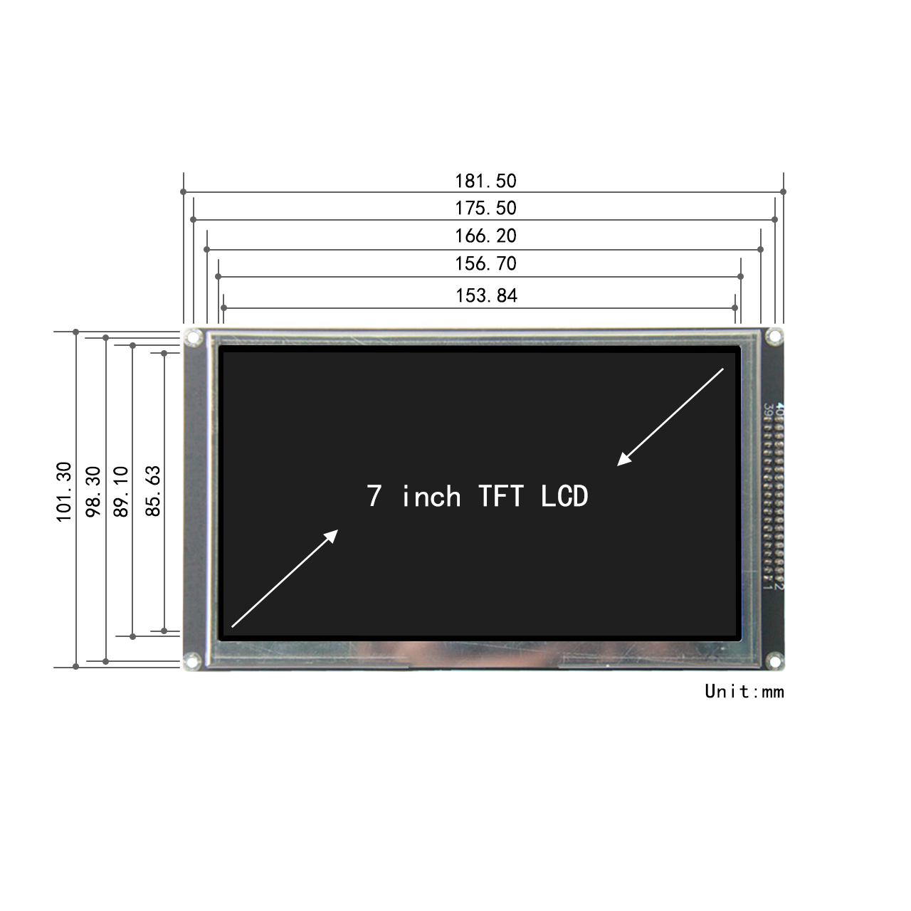 7 inch Resistive Touch Display Module 800x480 MCU TFT LCD