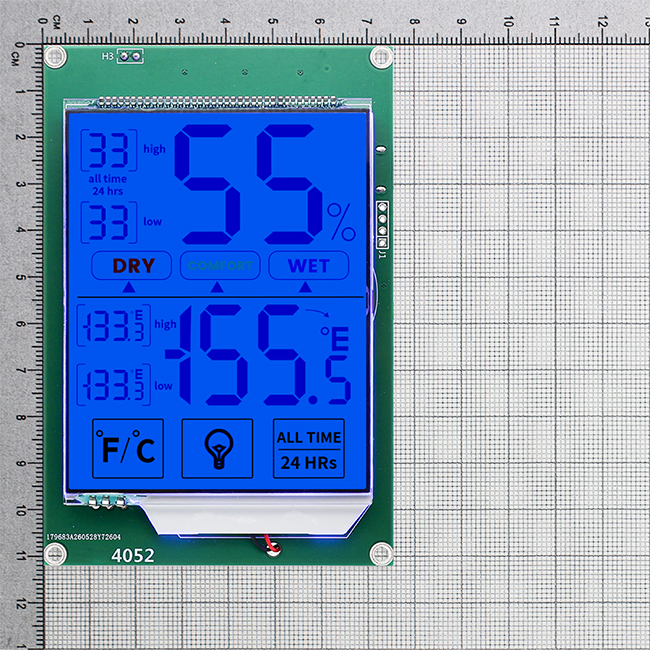 Custom HTN LCD Transflective Segment Display With Backlight
