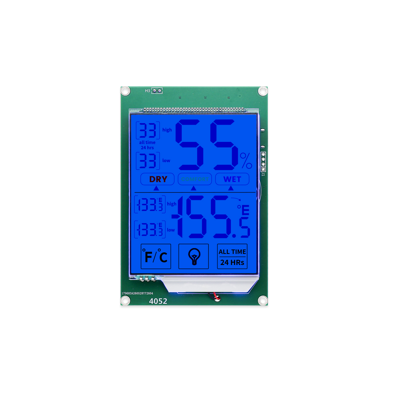 Custom HTN LCD Transflective Segment Display With Backlight