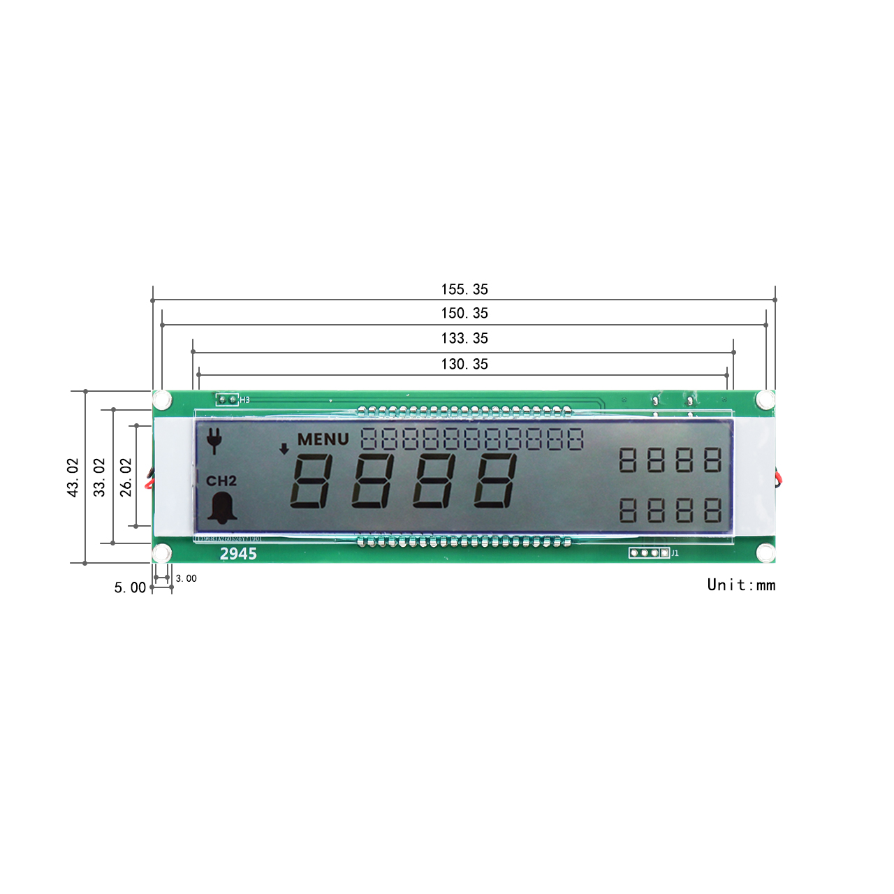 Custom Low-power LCD Segment FSTN Display For Meter