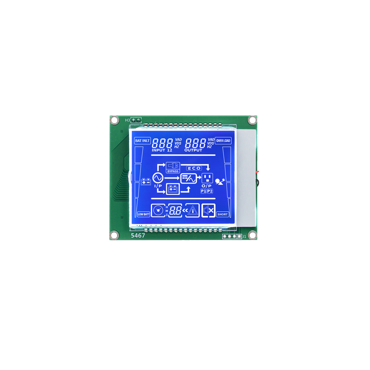 Custom LCD Display Segment Panel STN-Blue Background White Backlight