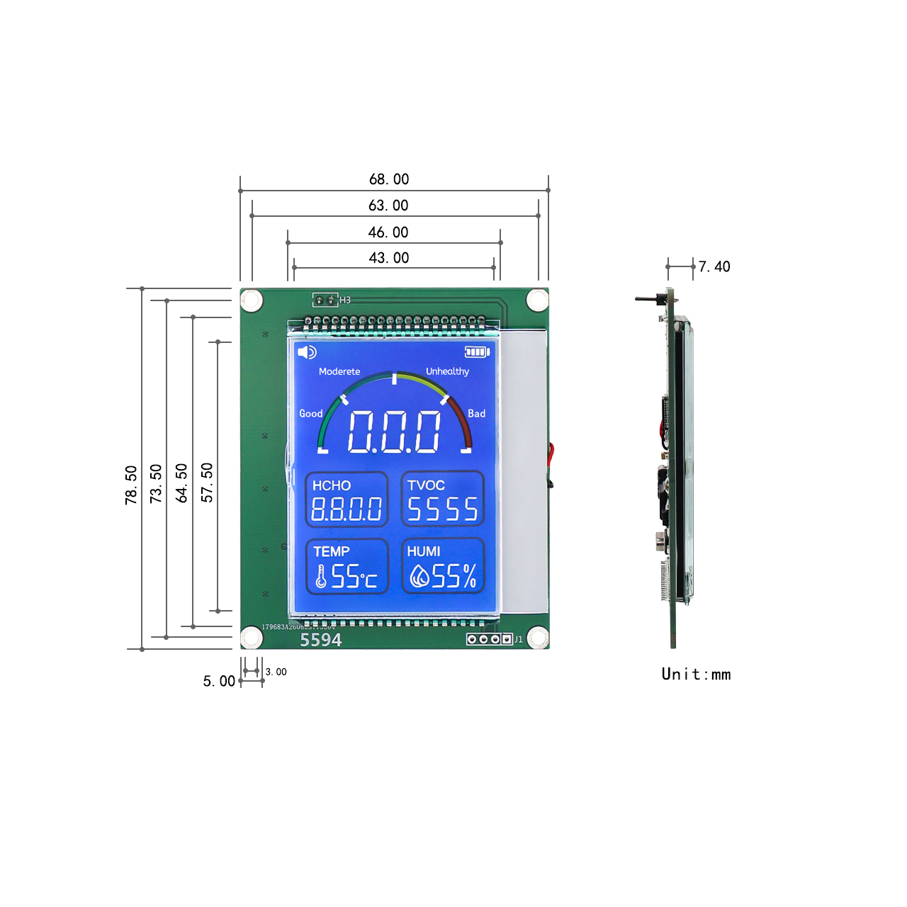 Wide Temperature Segment LCD STN Display For Industrial Control