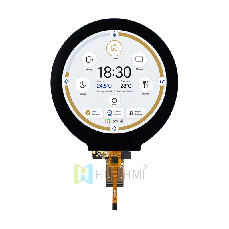 3.4 inch Round TFT LCD Display With Capacitive Touchscreen MIPI DSI