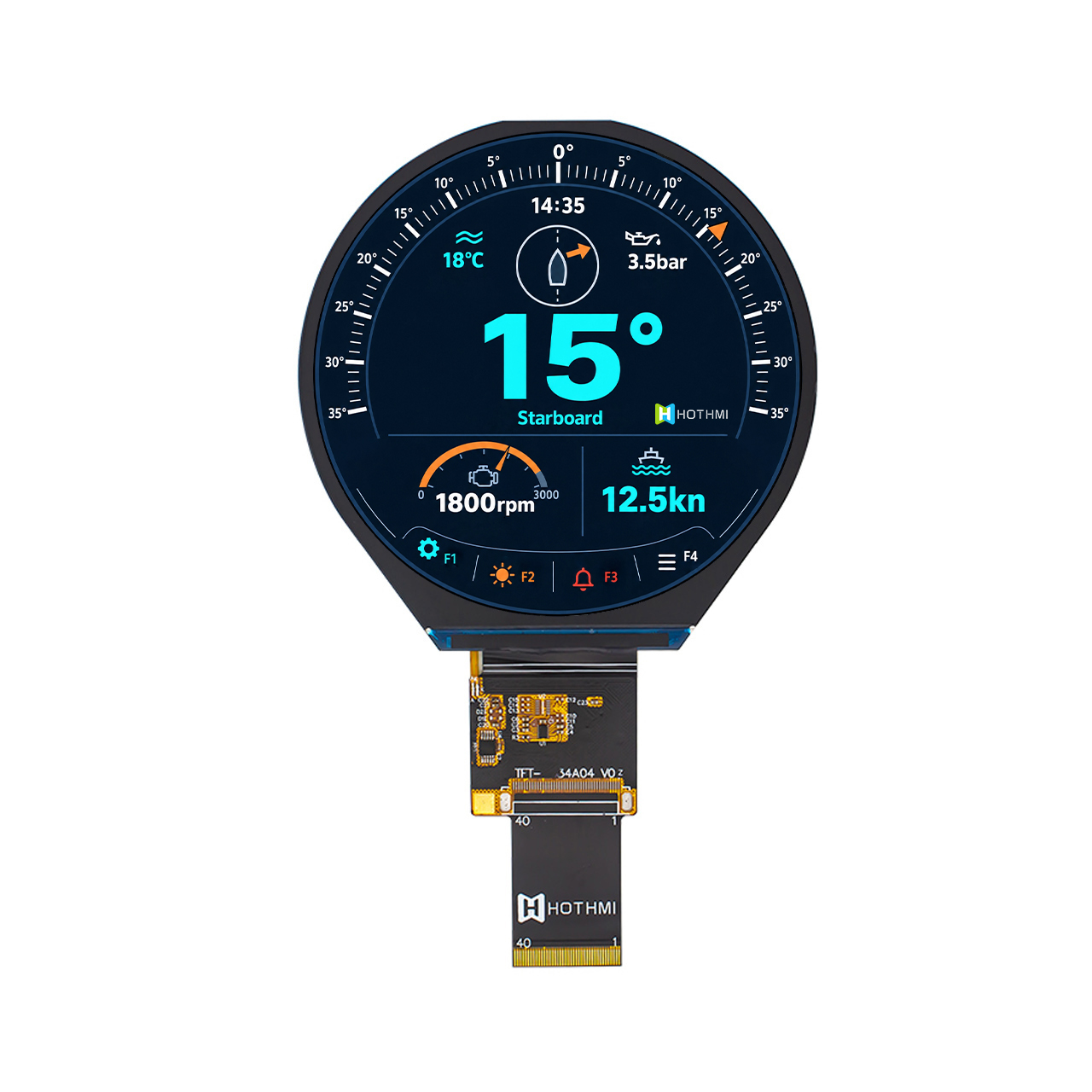 3.4 inch Round TFT LCD Display for outdoor With 800x800 Resolution 